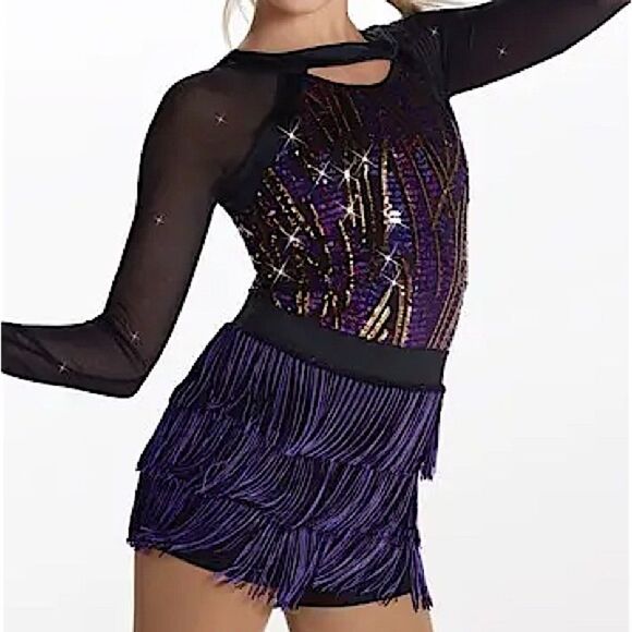 Weissman dance costume purple fringe flapper You Need To Calm Down 12723 LA adul - Picture 1 of 10